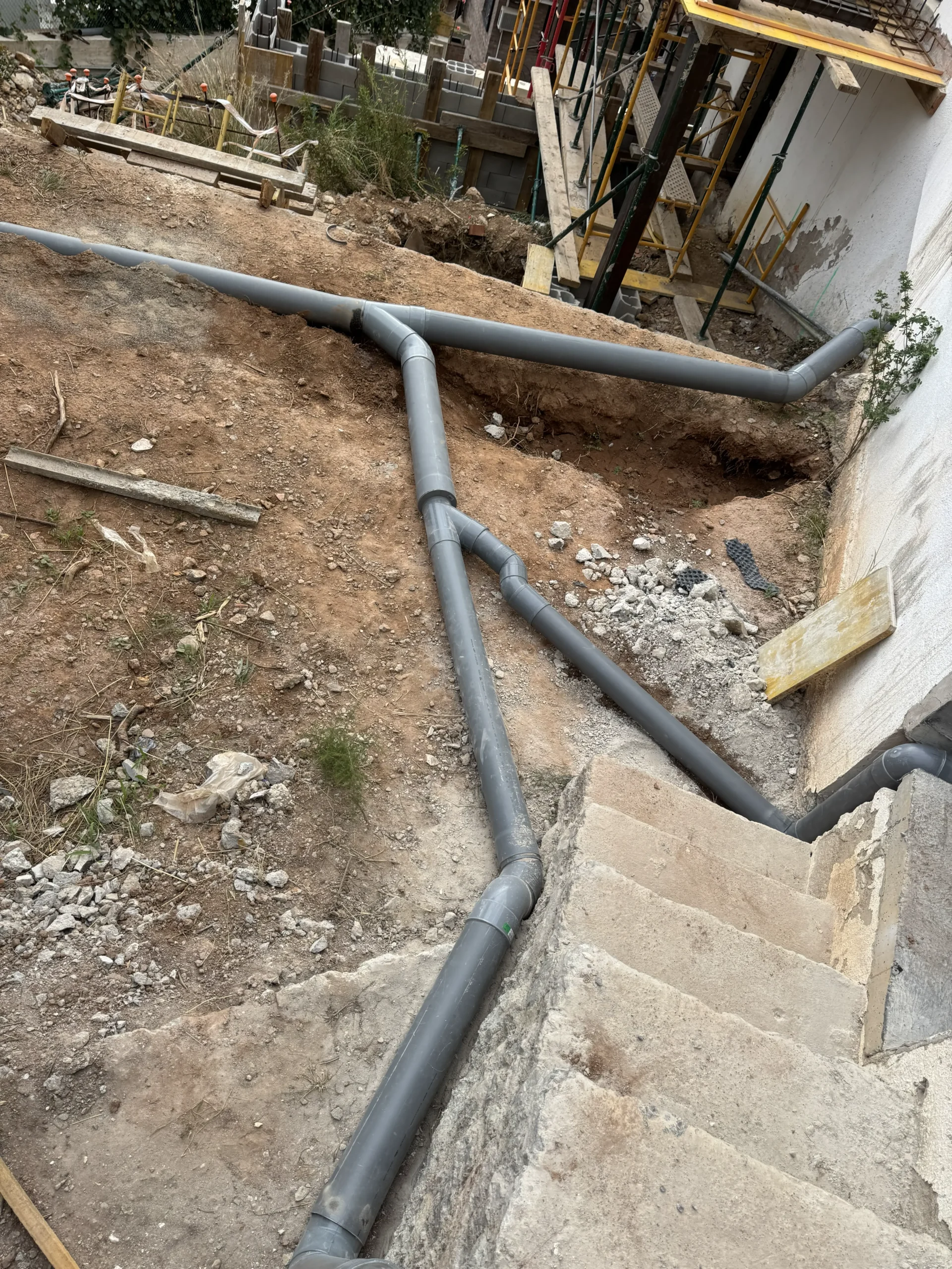 Drainage and rainwater installation during residential building works