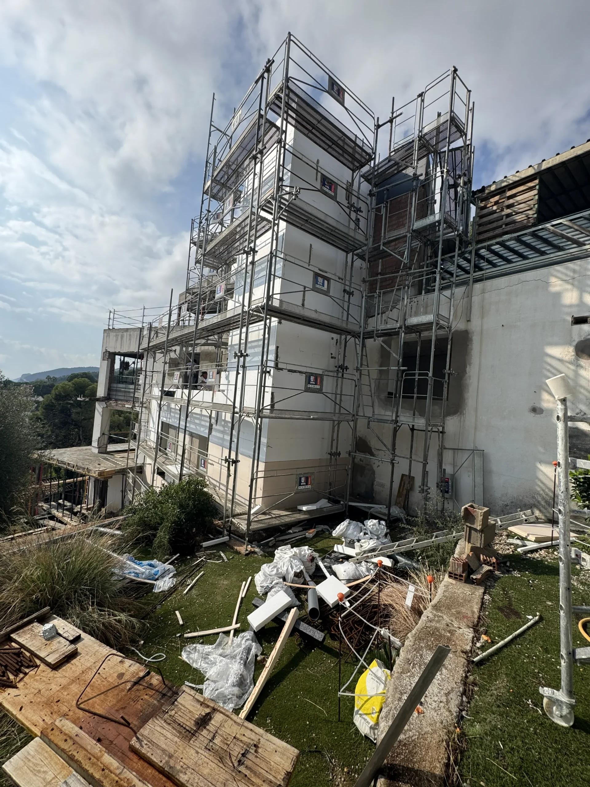 Villa facade renovation work in progress