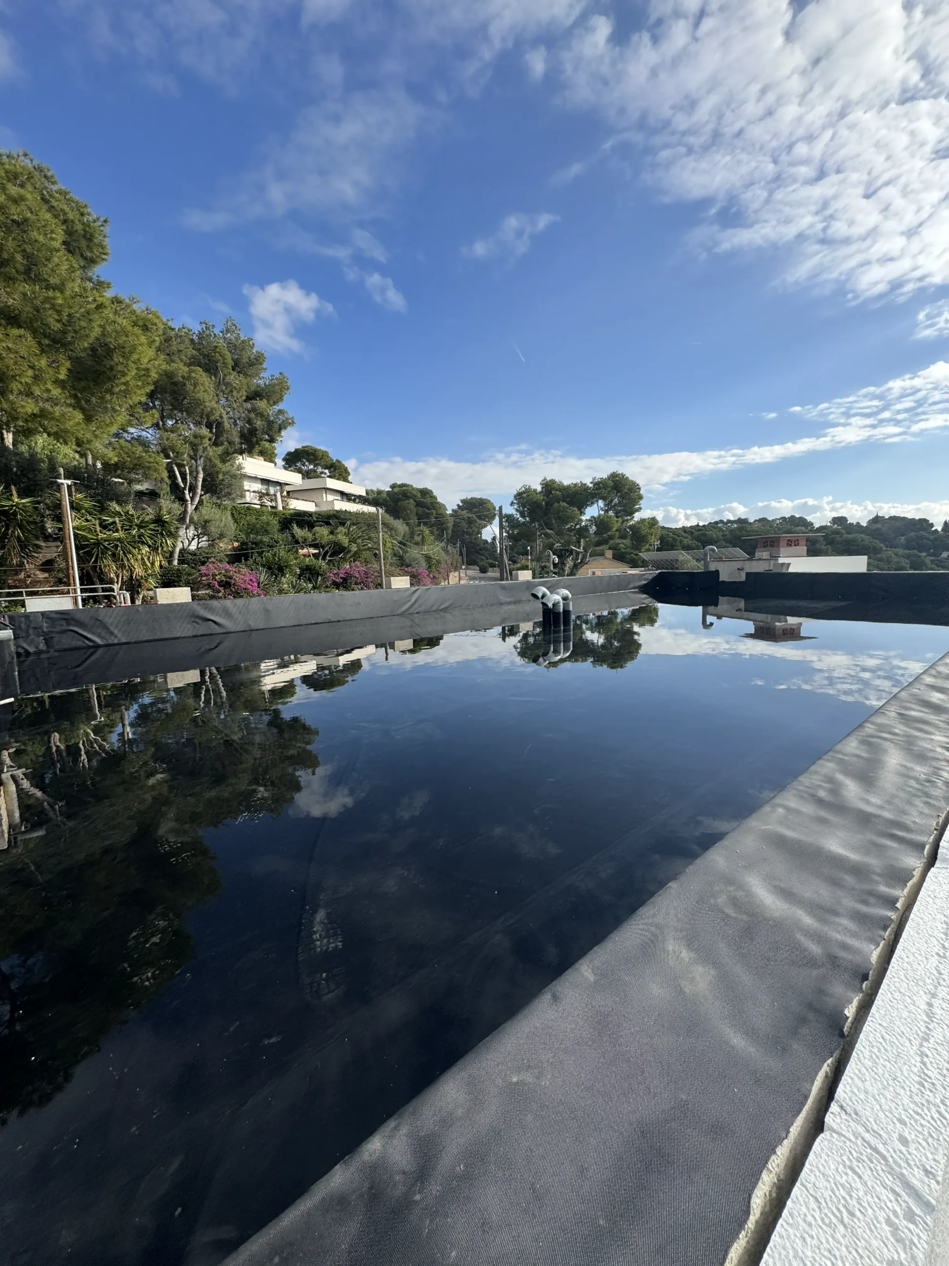 Roof renovation and waterproofing process on a villa