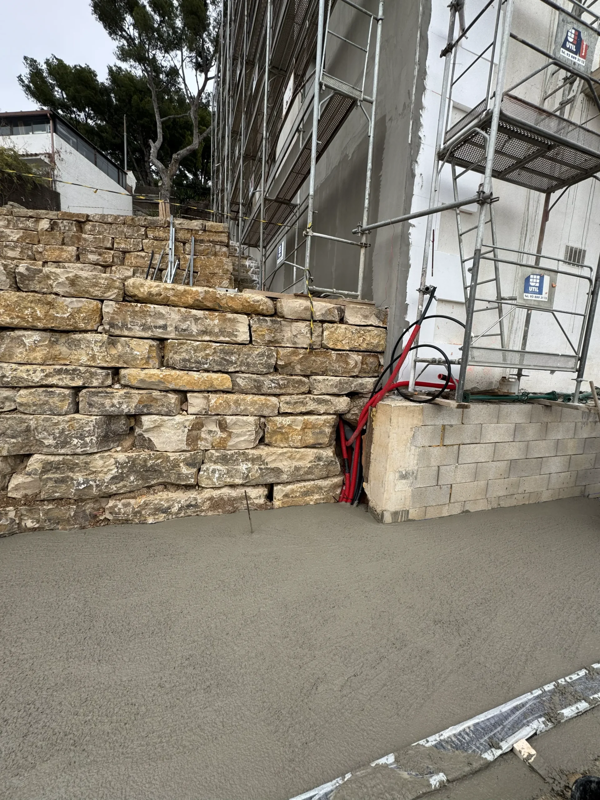 Concrete and foundation work during a villa renovation