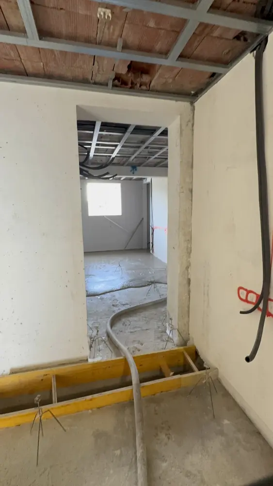 Floor levelling before the selected interior finish